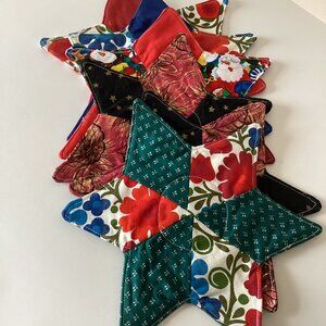 6 Handmade Star Mug Mats Small Placemats Table Linens Christmas Home Decor